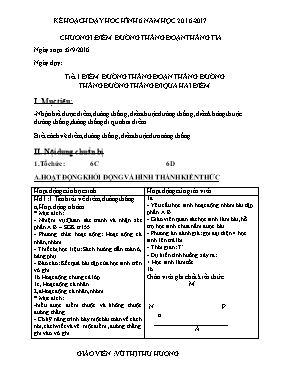 Kế hoạch dạy hoc Hình học 6 năm học 2016 - 2017
